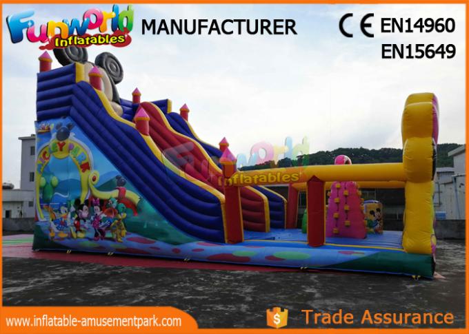 Casa inflable comercial de la despedida del Pvc Mickey Mouse con la diapositiva fácil llevar