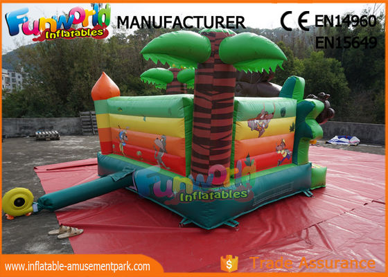 Castillos animosos comerciales de costura dobles de la selva del mono/puente inflable de los niños