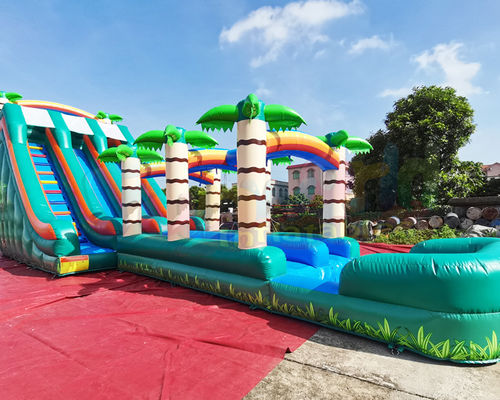 Tobogán acuático inflable de la palmera de la despedida de la piscina larga de la casa